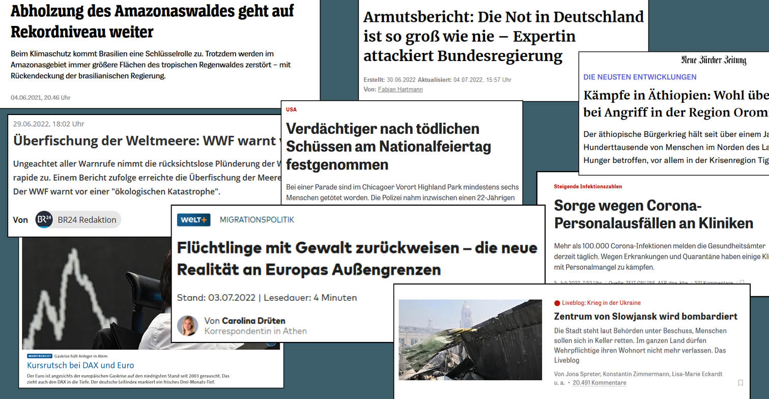Negative Schlagzeilen von Nachrichtenartikeln