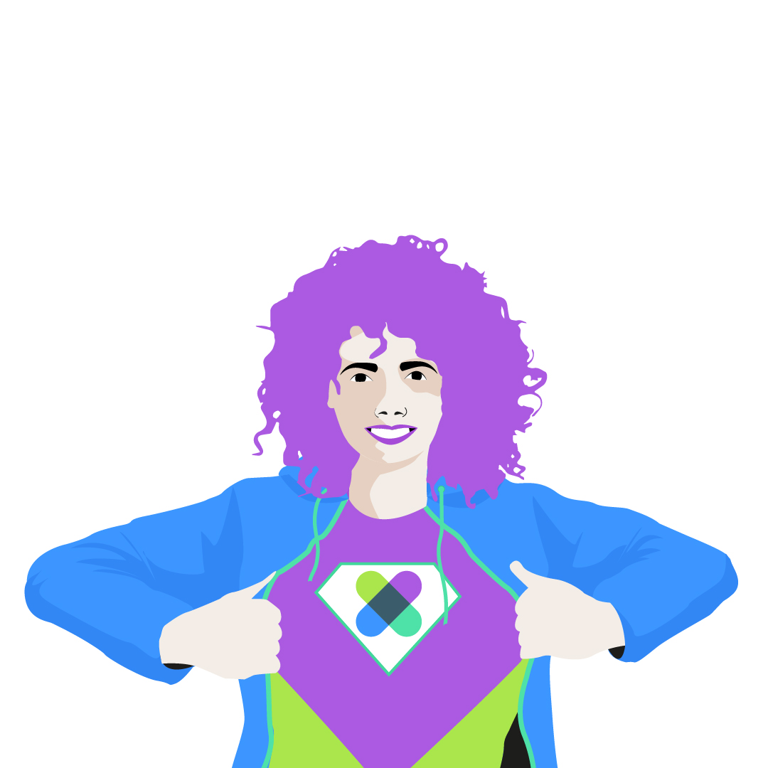 spendenseite-illustration-superheld-c-hateaid-1080x1080px Illustration einer genderneutralen Superheld-Figur im HateAid-Design