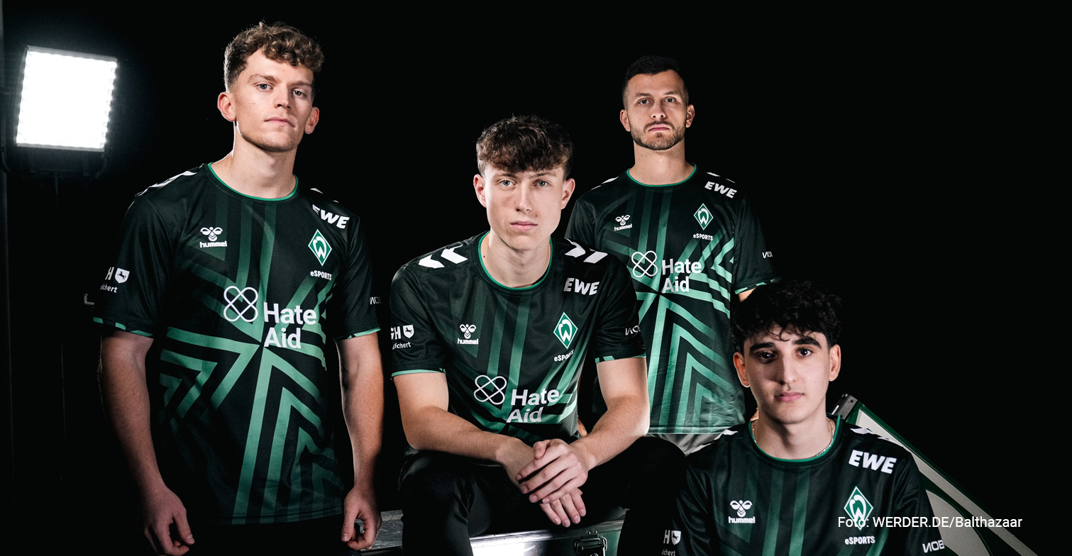 Digitale Gewalt im E-Sports: Interview mit Werder eSPORTS. Zu sehen ist das Team von Werder eSPORTS. Copyright: Werder.de/Balthazaar