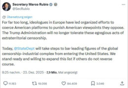 us-sanktionen-twitter-galerie-rubio-c-hateaid Tweet von US-Außenminister Marco Rubio zu den US-Sanktionen gegen HateAid